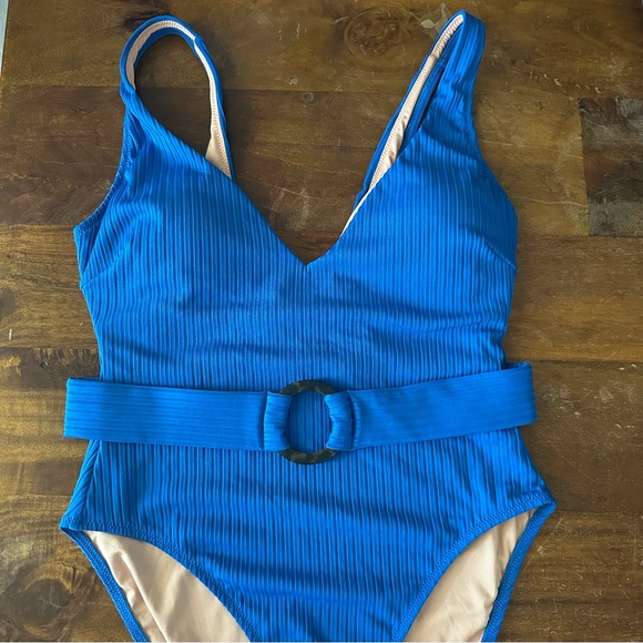 J. Crew Other - NWT J. Crew Wide-Rib Belted One-Piece Swimsuit blue ladies 10